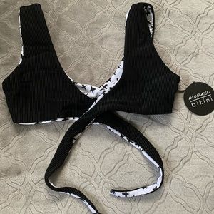 Moana bikini black ribbed vest top size small